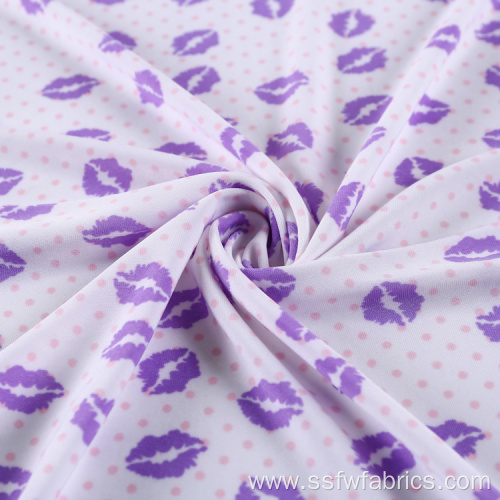 Knitted Polyester Spandex Lip Print Polka Dot Fabric